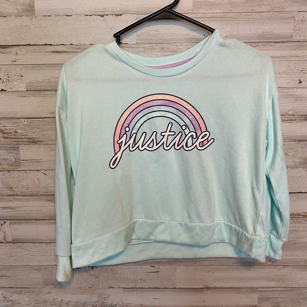 Justice Light Blue Rainbow Sweatshirt